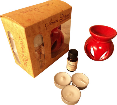 72% OFF on Pure Source Ceramic Aroma Burner With 4 Tea Light Candle And 10 ML Aroma Oil Rose Diffuser Air Freshener 10 ml