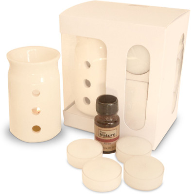 70% OFF on Pure Source Ceramic Aroma Burner with 4 Tea Light Candle Rose Diffuser Set Air Freshener 10 ml