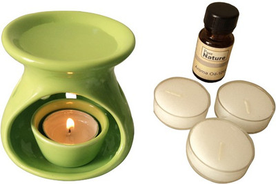 68% OFF on Pure Source Ceramic Aroma Burner With 4 Tea Light Candle And 10 ML Aroma Oil Jasmine Diffuser Air Freshener 10 ml