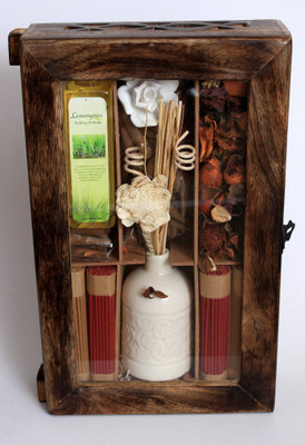 31% OFF on Sudarshan Dhoop Pvt Ltd Wooden Incense Gift set Lemon Grass Diffuser Air Freshener 200 ml