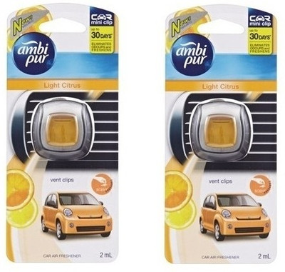 Ambi Pur Mini Vent Clip A/c Vent Perfume Combo Light Citrus Diffuser Air Freshener 4 ml