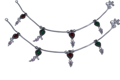 50% OFF on Aman Broach Silver Anklets Silver Anklet Pack of 2