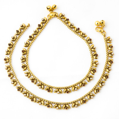 55% OFF on Aaina Khushi Copper Anklet Pack of 2