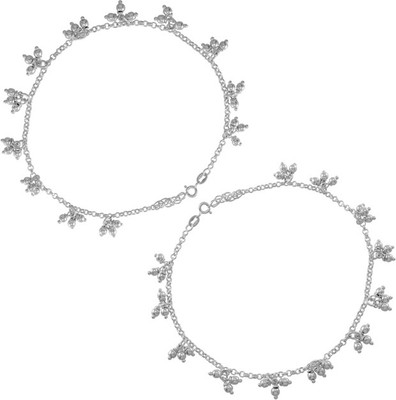 69% OFF on 925 Silver Plain Goongroo Style Silver Anklet Pack of 2