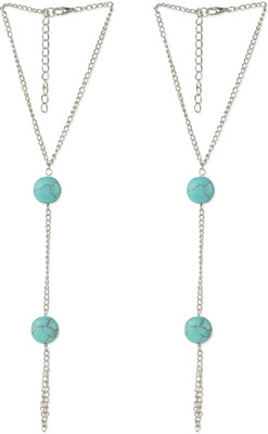 66% OFF on FemNmas Turquoise Bead Barefoot Alloy Toe Anklet Pack of 2
