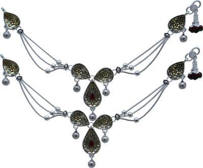 50% OFF on Aman Exotic Silver Anklet Pack of 2