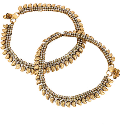 Bindhani Gold Plated Copper Anklet Pack of 2