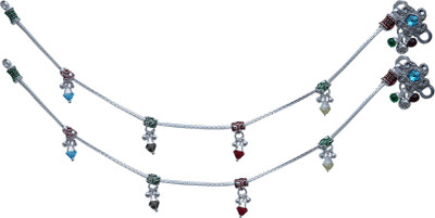 50% OFF on Aman Party Wear Silver Anklet Pack of 2