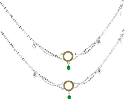 35% OFF on GemLN India Mustard Yellow Drapery Sterling Silver Anklet Pack of 2
