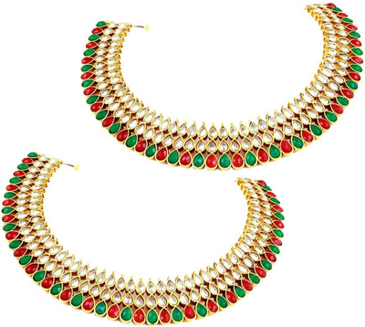 50% OFF on The Art Jewellery Brass Anklet Set Pack of 2