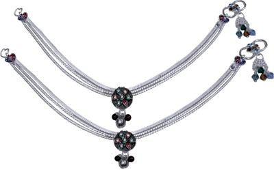50% OFF on Aman Party Wear Anklets Silver Anklet Pack of 2