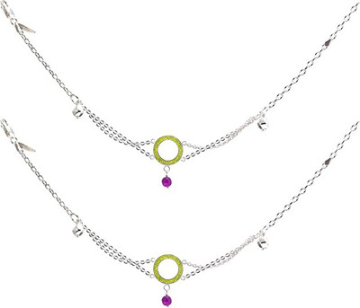 35% OFF on GemLN India Mint Green Drapery Sterling Silver Anklet Pack of 2