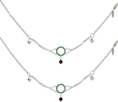 35% OFF on GemLN India Harlequin Green Drapery Sterling Silver Anklet Pack of 2
