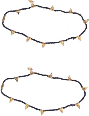 55% OFF on Rashi Creations Rashi Creation Handmade Black Pair Of Anklet Acrylic Anklet Pack of 2