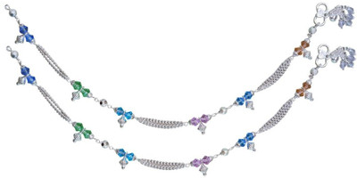 Aman Unique_18 Silver Anklet Pack of 2