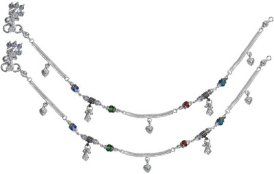 50% OFF on Aman Ethnic_3 Silver Anklet Pack of 2