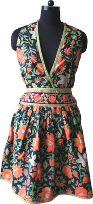 28% OFF on Morning Blossom Cotton Apron Free Size