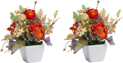 Home Decor Renunculus Arrangement Red Assorted Artificial Flower with Pot Home Decor Renunculus Arrangement Red Assorted Artificial Flower with Pot