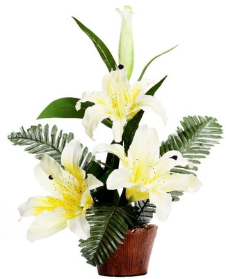 14% OFF on VCK Lilly Arrangment With Wooden Pot Yellow Assorted Artificial Flower with Pot 14% OFF on VCK Lilly Arrangment With Wooden Pot Yellow Assorted Artificial Flower with Pot