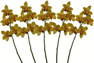 35% OFF on Pollination Cymbidium Yellow Orchids Artificial Flower