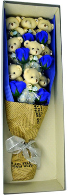 43% OFF on Urban Chakkar Bouquet with Teddies Blue, White Rose Artificial Flower 43% OFF on Urban Chakkar Bouquet with Teddies Blue, White Rose Artificial Flower