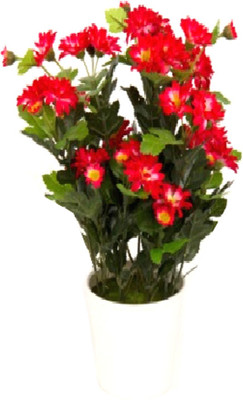 53% OFF on Flowers Forever 15 Heads Mini Mum Red Assorted Artificial Flower with Pot