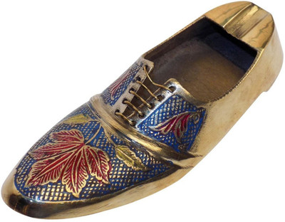 Crafts'man Vintage Style Antique Looking Shoe Shape Mixed Color Multicolor Brass Ashtray (Pack Of 1)