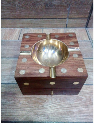 Onlineshoppee Brown Wooden Ashtray Onlineshoppee Brown Wooden Ashtray