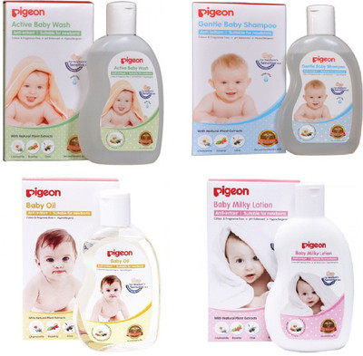 Pigeon Baby Bath Essentials Combo (White, Transparent)