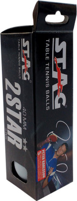 Stag Two Star Orange Ping Pong Ball - Size: 40, Diameter: 2.5 Cm (Pack Of 12, White, White)