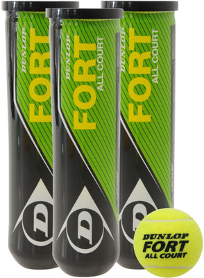 Dunlop Fort Tennis Ball - Size: 0, Diameter: 2.5 Cm (Pack Of 12, Yellow)