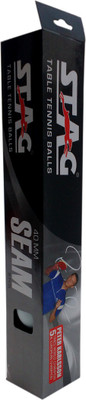 Stag Seam White Ping Pong Ball - Size: 40, Diameter: 2.5 Cm (Pack Of 12, White, White)