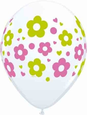 Qualatex Daises,Dots & Hearts 11 inch Solid Balloon