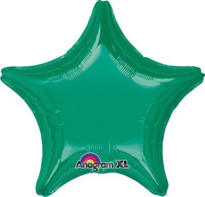 Anagram Metallic Green Star Solid Balloon