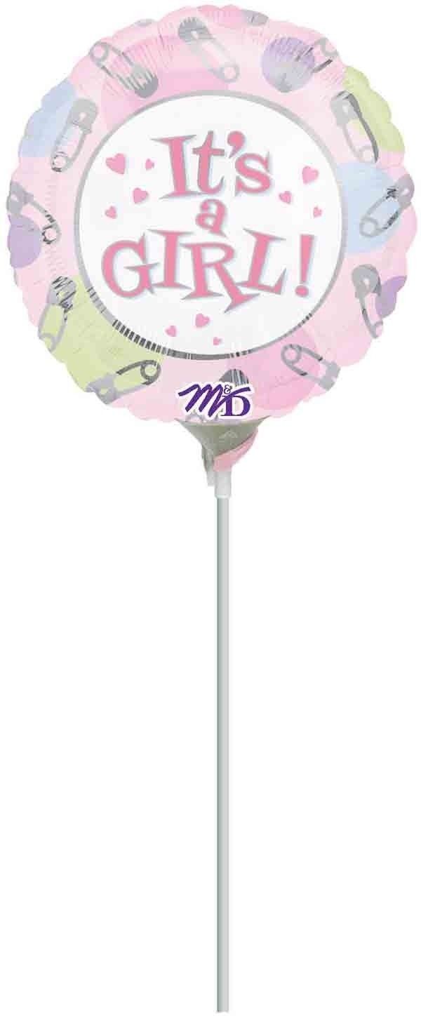 Anagram It's A Girl Dots & Pins 4 inch Printed Balloon Anagram It's A Girl Dots & Pins 4 inch Printed Balloon
