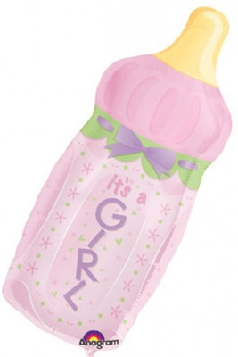 Mypartyshoponline It's A Girl Baby Bottle Foil Printed Balloon Mypartyshoponline It's A Girl Baby Bottle Foil Printed Balloon