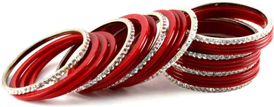 16% OFF on Vidhya Kangan Red Brass Crystal Rhodium Plated Bangle Set Pack of 26