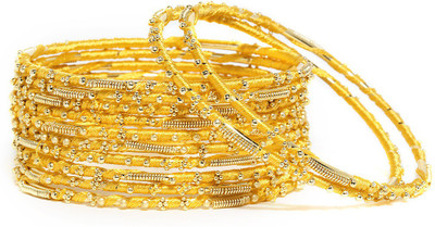 20% OFF on Bindhani Floral Brass Yellow Gold Plated Bangle Set Pack of 12