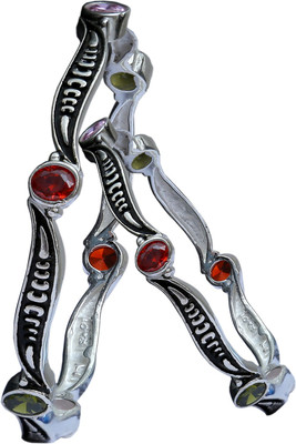 Aman Latest Casual Wear Sterling Silver Bangle Set Pack of 2