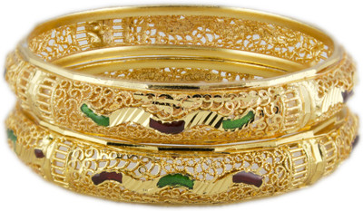Tanya Fashion Metal Yellow Gold Plated Bangle Set Pack of 2