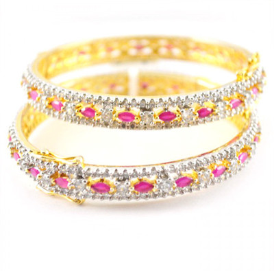 55% OFF on Affinity Alloy Cubic Zirconia 18K Yellow Gold Plated Bangle Set Pack of 2 55% OFF on Affinity Alloy Cubic Zirconia 18K Yellow Gold Plated Bangle Set Pack of 2