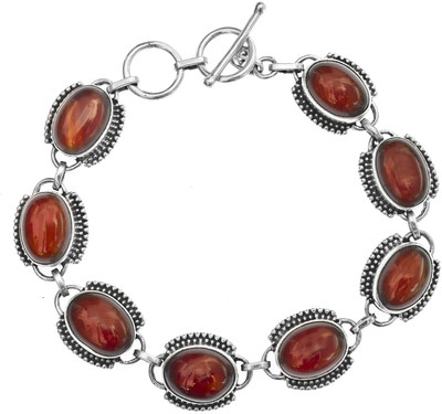 Exotic India Designer Sterling Silver Carnelian Bracelet