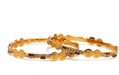 Bindhani Just Like Diamonds Alloy Cubic Zirconia 22K White Gold Plated Bangle Set Pack of 2 Bindhani Just Like Diamonds Alloy Cubic Zirconia 22K White Gold Plated Bangle Set Pack of 2