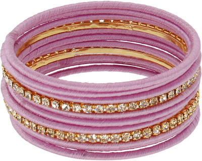 40% OFF on Laron Handicrafts Baby Pink Threaded And Studed Silk Dori Bangle Set Pack of 11