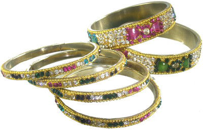 65% OFF on Abqa Hydrabadi Bangle Womens Delight Lac Zircon Bangle Set Pack of 6