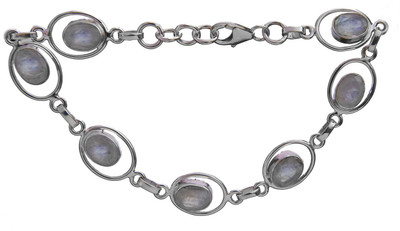 Exotic India Oval Sterling Silver Moonstone Bracelet