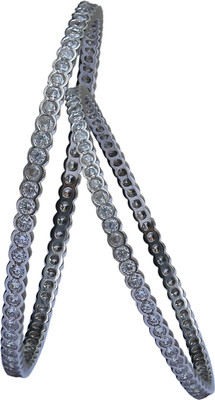 Aman Stylish Casual Wear Sterling Silver Bangle Set Pack of 2