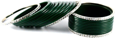 14% OFF on Vidhya Kangan Green Brass Crystal Rhodium Plated Bangle Set Pack of 22
