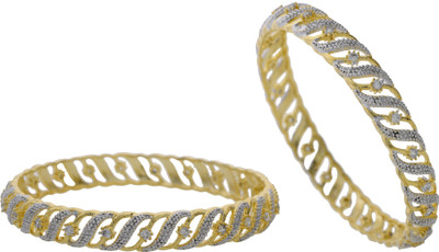 61% OFF on Hyderabad Jewels Alloy, Silver Zircon Rhodium Plated Bangle Set Pack of 2