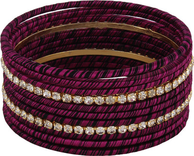 40% OFF on Laron Handicrafts Purple Mix Threaded And Studed Silk Dori Bangle Set Pack of 11